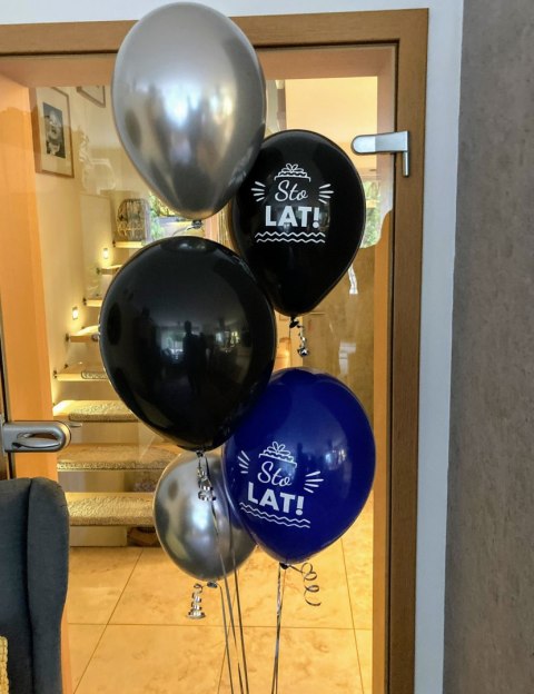 Balony urodzinowe Sto Lat, granatowe mix, 30cm, 50 szt. Flowballoons Balony urodzinowe Sto Lat, granatowe mix, 30cm, 50 szt. Flowballoons