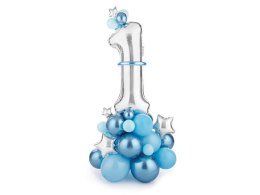 Bukiet balonów Roczek, Cyfra 1 niebieski, 90x140 cm Partydeco