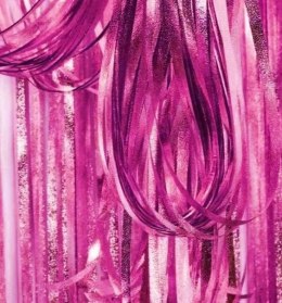 Kurtyna różowa fuksjowa chrom efekt 100x200 cm Jixstar