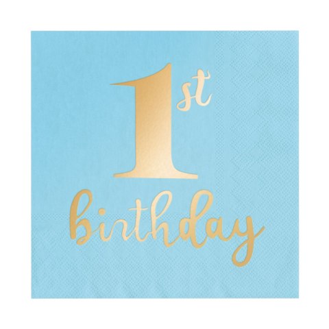 Serwetki 1st Birthday Roczek niebieskie, 33x33cm, 10 szt. PartyPal Serwetki 1st Birthday Roczek niebieskie, 33x33cm, 10 szt. PartyPal