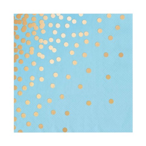 Serwetki Niebieskie w złote kropki 33x33cm, 10 szt. PartyPal Serwetki Niebieskie w złote kropki 33x33cm, 10 szt. PartyPal
