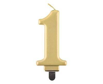 Świeczka cyferka 1, metalik złota, 8 cm Godan Świeczka cyferka 1, metalik złota, 8 cm Godan