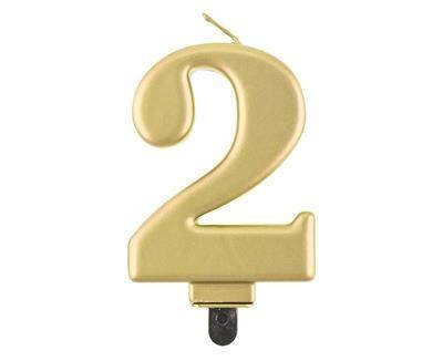 Świeczka cyferka 2, metalik złota, 8 cm Godan Świeczka cyferka 2, metalik złota, 8 cm Godan