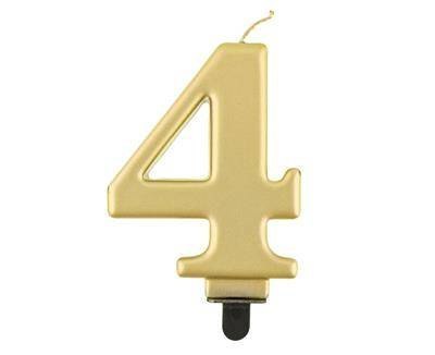Świeczka cyferka 4, metalik złota, 8 cm Godan Świeczka cyferka 4, metalik złota, 8 cm Godan