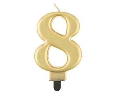 Świeczka cyferka 8, metalik złota, 8 cm Godan Świeczka cyferka 8, metalik złota, 8 cm Godan