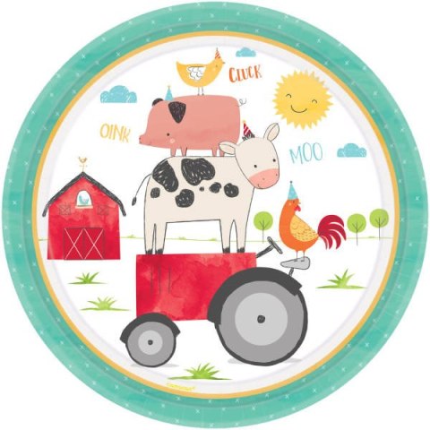 Talerzyki papierowe Farma traktor zwierzątka 23cm, 8 szt. Amscan / Anagram Talerzyki papierowe Farma traktor zwierzątka 23cm, 8 szt. Amscan / Anagram