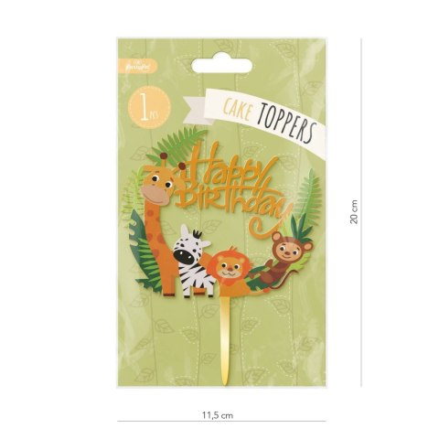 Topper na tort Happy Birthday zwierzątka, zoo 15 cm PartyPal Topper na tort Happy Birthday zwierzątka, zoo 15 cm PartyPal