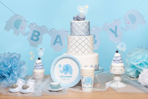 Toppery na Baby Shower dla chłopca słonik 5szt PartyPal Toppery na Baby Shower dla chłopca słonik 5szt PartyPal