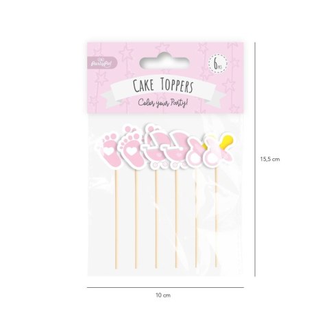 Toppery na Baby Shower dla dziewczynki 6szt PartyPal Toppery na Baby Shower dla dziewczynki 6szt PartyPal