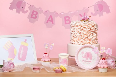 Toppery na Baby Shower dla dziewczynki słonik 5szt PartyPal Toppery na Baby Shower dla dziewczynki słonik 5szt PartyPal