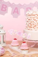 Toppery na Baby Shower dla dziewczynki słonik 5szt PartyPal