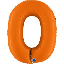 Balon Foliowy Cyfra 0, Matowa Pomarańczowa, 102cm Grabo Grabo