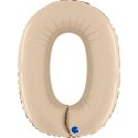 Balon Foliowy Cyfra 0, Satynowa Kremowa, 66 cm Grabo Grabo