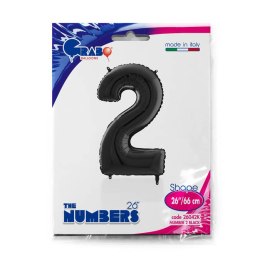 Balon Foliowy Cyfra 2 Czarny, 66 cm Grabo Grabo
