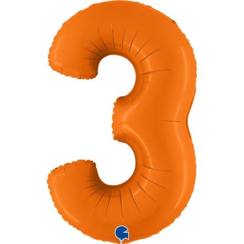 Balon Foliowy Cyfra 3, Matowa Pomarańczowa, 102cm Grabo Grabo Balon Foliowy Cyfra 3, Matowa Pomarańczowa, 102cm Grabo Grabo