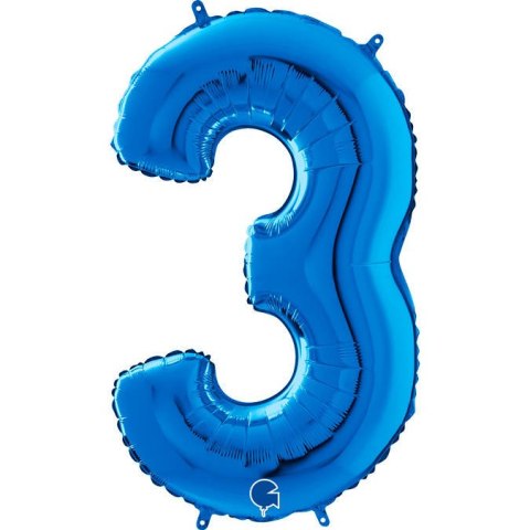 Balon Foliowy Cyfra 3 Niebieski, 66 cm Grabo Grabo Balon Foliowy Cyfra 3 Niebieski, 66 cm Grabo Grabo