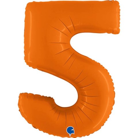 Balon Foliowy Cyfra 5, Matowa Pomarańczowa, 102cm Grabo Grabo Balon Foliowy Cyfra 5, Matowa Pomarańczowa, 102cm Grabo Grabo