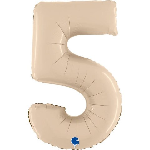Balon Foliowy Cyfra 5, Satynowa Kremowa, 66 cm Grabo Grabo Balon Foliowy Cyfra 5, Satynowa Kremowa, 66 cm Grabo Grabo