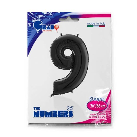 Balon Foliowy Cyfra 9 Czarny, 66 cm Grabo Grabo Balon Foliowy Cyfra 9 Czarny, 66 cm Grabo Grabo