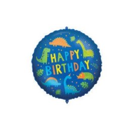 Balon Foliowy Happy birthday dinozaury z ciężarkiem, 46 cm Procos