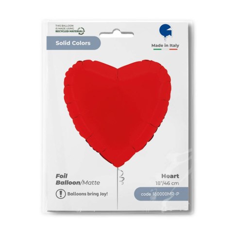 Balon Foliowy - Serce Matowe Czerwone, 46 cm, Grabo Grabo Balon Foliowy - Serce Matowe Czerwone, 46 cm, Grabo Grabo