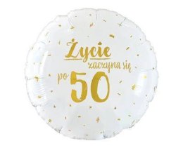 Balon Foliowy okrągły, Życie zaczyna się po 50, 46cm Godan