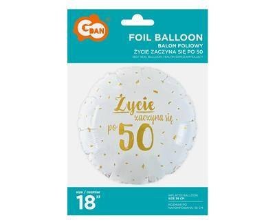 Balon Foliowy okrągły, Życie zaczyna się po 50, 46cm Godan Balon Foliowy okrągły, Życie zaczyna się po 50, 46cm Godan