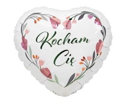 Balon Foliowy serce, białe, Kocham Cię, 46cm Godan