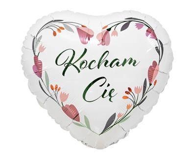 Balon Foliowy serce, białe, Kocham Cię, 46cm Godan Balon Foliowy serce, białe, Kocham Cię, 46cm Godan
