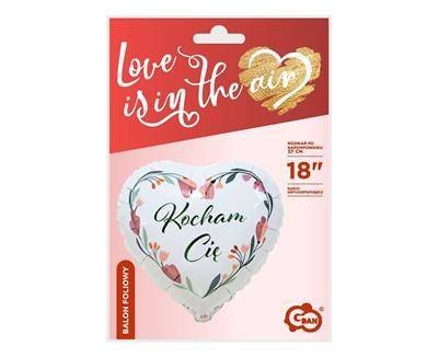 Balon Foliowy serce, białe, Kocham Cię, 46cm Godan Balon Foliowy serce, białe, Kocham Cię, 46cm Godan
