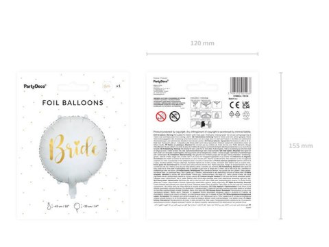 Balon foliowy Bride to be, biało-złoty 45 cm Partydeco Balon foliowy Bride to be, biało-złoty 45 cm Partydeco