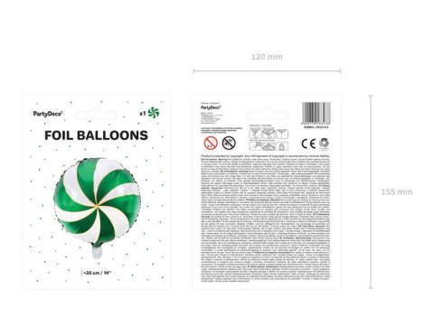 Balon foliowy Cukierek, 35cm, zielony Partydeco Balon foliowy Cukierek, 35cm, zielony Partydeco