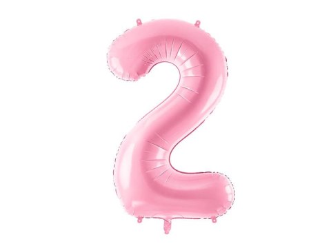 Balon foliowy Cyfra 2, 86cm, różowy Partydeco Balon foliowy Cyfra 2, 86cm, różowy Partydeco