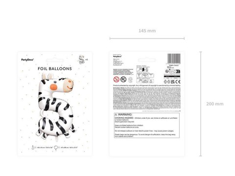 Balon foliowy Cyfra 5 - Zebra, 98 cm Partydeco Balon foliowy Cyfra 5 - Zebra, 98 cm Partydeco