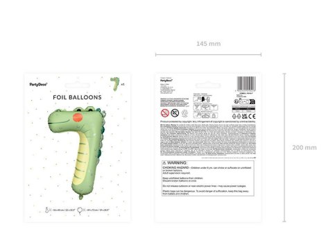Balon foliowy Cyfra 7 - Krokodyl, 85 cm Partydeco Balon foliowy Cyfra 7 - Krokodyl, 85 cm Partydeco