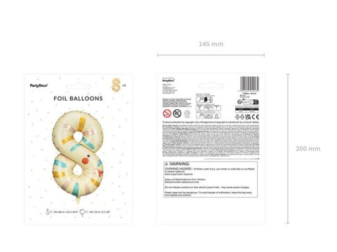 Balon foliowy Cyfra 8 - Wąż, 88 cm Partydeco Balon foliowy Cyfra 8 - Wąż, 88 cm Partydeco