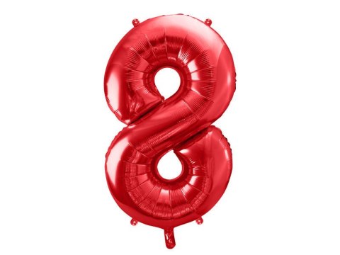 Balon foliowy Cyfra 8 czerwona, 86cm Partydeco Balon foliowy Cyfra 8 czerwona, 86cm Partydeco
