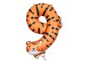 Balon foliowy Cyfra 9 - Tygrys, 87 cm Partydeco