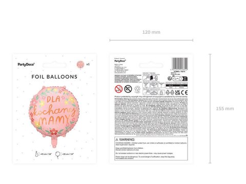 Balon foliowy ''Dla kochanej mamy'', 45 cm Partydeco Balon foliowy ''Dla kochanej mamy'', 45 cm Partydeco