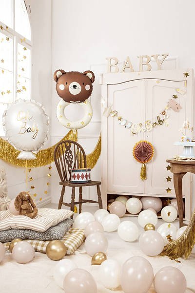 Balon foliowy Grzechotka miś, 61x88 cm Partydeco Balon foliowy Grzechotka miś, 61x88 cm Partydeco