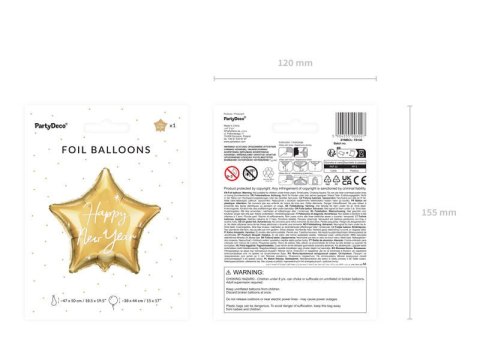 Balon foliowy Gwiazdka Happy New Year, 47x50 cm Partydeco Balon foliowy Gwiazdka Happy New Year, 47x50 cm Partydeco