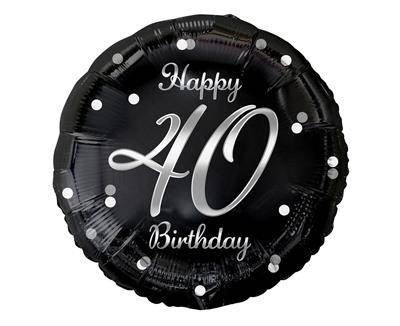 Balon foliowy Happy 40 Birthday, czarny srebrny nadruk, 46 cm Godan Balon foliowy Happy 40 Birthday, czarny srebrny nadruk, 46 cm Godan