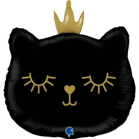Balon foliowy Kotek z korona czarny, 66 cm Grabo Balon foliowy Kotek z korona czarny, 66 cm Grabo