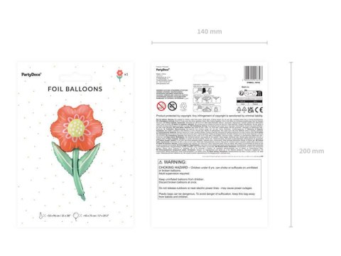 Balon foliowy Kwiatek, 53x96 cm Partydeco Balon foliowy Kwiatek, 53x96 cm Partydeco
