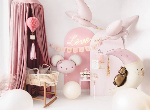 Balon foliowy Myszka, 96x64 cm, jasny różowy Partydeco Balon foliowy Myszka, 96x64 cm, jasny różowy Partydeco