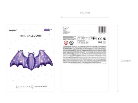 Balon foliowy Nietoperz, 119,5x51 cm Partydeco Balon foliowy Nietoperz, 119,5x51 cm Partydeco