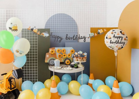 Balon foliowy Pojazdy budowlane, 45 cm Partydeco Balon foliowy Pojazdy budowlane, 45 cm Partydeco