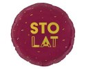 Balon foliowy Sto lat bordowy, 46cm Godan
