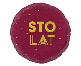 Balon foliowy Sto lat bordowy, 46cm Godan