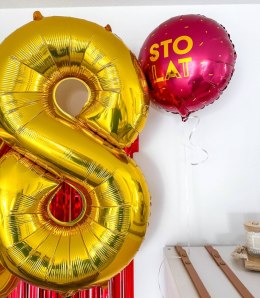 Balon foliowy Sto lat bordowy, 46cm Godan